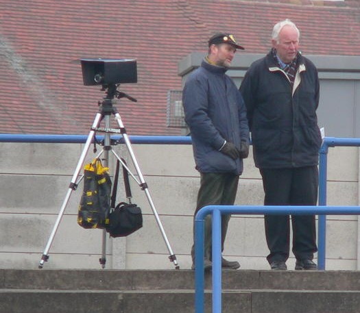 Talking to Mick Brady (right) on the terrace at Causeway (Halesowen FC) Feb '06 